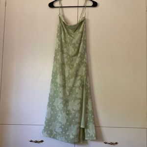 Green floral midi dress